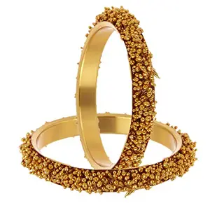 ZENEME Pearl Bangle Set Jewellery for Women/Girls (2.4) (Golden Pearl, 2.6)