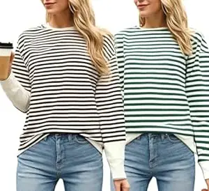 Mack Jonney VIMAL JONNEY Women Striped T-Shirt || T-Shirt for Women || Full Sleeve T Shirt || T-Shirt-VIMAL640620