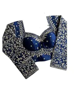 Women's Vichitra Silk Embroidered Half Sleeve Blouse Piece Work Readymade Blouse for Women | Any Occasion || Saree Blouse