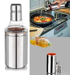 KC Oil Dispenser 1 Litre | Oil Dispenser 1 Litre Steel | for Kitchen | Olive Oil Dispenser | Oil Vinegar Dispenser | Olive Oil Bottle Dispenser | Oil Dispenser | Stainless Steel