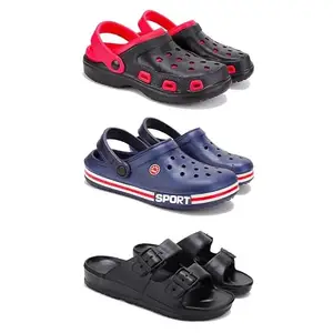 DRACKFOOT-Lightweight Classic Clogs || Sandals with Slider Adjustable Back Strap for Men-Combo(3)-3017-3015-3115-7 Black