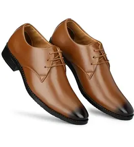 Men's Faux Leather Formal Shoes (Tan, 8)-PID53512