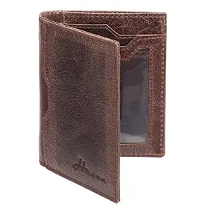 Hasan Men Genuine Leather Brown RFID Cards Holder & ID Case - Mini (6 Card Slots)