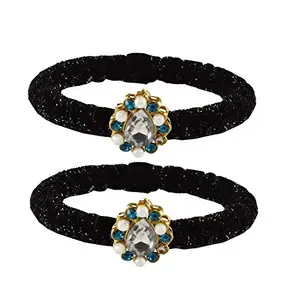 MAYA FASHION Black Stone Brass Bangle With Very Extra Large Size Elegant Extra Large Size Bangle | Perfect Fit for Plus Size banglesTrendy and Comfortable Fit for woman and girls | (Sku-ban2175)