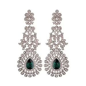 Amazon Brand - Anarva  18k Rhodium Plated Austrion Diamond Sparkling Dangle Earrings for Women (E2101ZG))