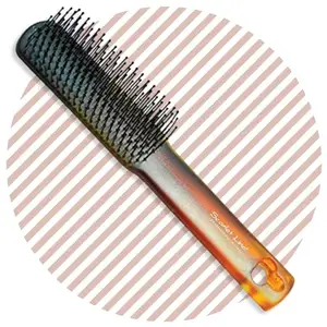 Scarlet Line Professional 9 Row Flat Hair Styling Brush for with Anti Slip Handle with Ball Tip Nylon Bristles for Women n Men_Shell Color