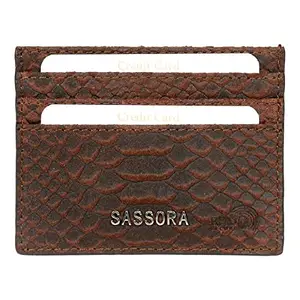 Sassora Genuine Premium Leather Brown Unisex Small Slim Card Holder