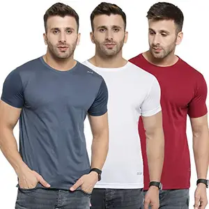 JOSH DANIEL Men's Regular Fit T-Shirt (Pack of 3) (DC-MA-WH-DGR-L_Multicolored_Large)