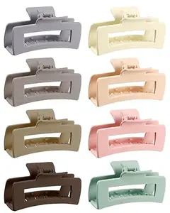 Minta 8pcs Hair Clips Set, Non-slip Hair Claw Clips 4,1 in. Acrylic Banana Rectangle Claw Clips Matte Hair Clips Hair Clamps Hair Styling Accessories for Women Girls Thin to Thick Hair, Classic Series