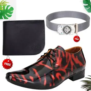 Vitoria PU Formal/Party Shoes Combo with Free Wallet & Belt for Men & Boys | Stylish & Comfortable | Ideal for Office, Parties, Casual Outings Special Occasions(Multicolor)(Size: 7UK) 262_AXR-TC-101