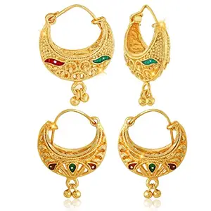VFJ VIGHNAHARTA FASHION JEWELLERY Vighnaharta Mini Shimmering Beautiful Gold Plated Clip on Bucket,basket Chand Bali and Screw Stud earring Combo valentine day gift valentineday gift for her gift for him gift for women gift for men love gift gifts ValentinesDay2023 for Women and Girls [VFJ1139-1181ERG]