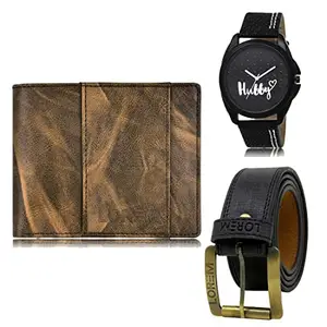 LOREM Watch-Artificial Leather Belt & Wallet Combo for Men (Fz-Lr31-Wl20-Bl01)