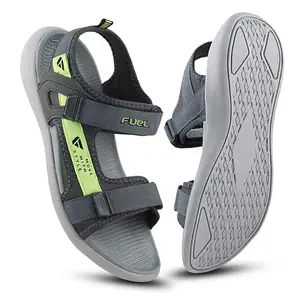 FUEL Power-02 All Day Comfort Men's Breathable Sports Sandals in Adjustable Velcro Straps with Ultra Cushioned Footbed & Lightweight EVA Sole (Grey-Green, 6UK)
