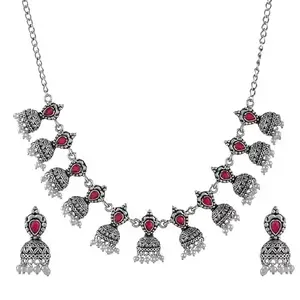 Elegant Red Stone 11 Jhumki Earrings with Intricate Design, Perfect for Festive Occasions for Women