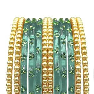Glass Bangle Set, Handmade Bangles, for Women's, (1Pair) (Sentro, 2.4)