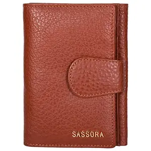 Sassora Genuine Leather Medium Size Brown RFID Protected Women Wallet (13 Card Slots)