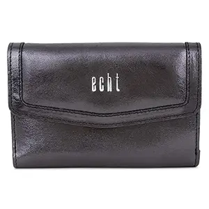 ECHT Women's Genuine Leather Wallet, METALLICBLACK, ECHT_06_METALLICBLACK