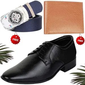 Fashionable Trendy Formal Shoes/Party Shoes/Shoes Combo with Free Wallet & Belt for Men and Boys (BAZAAR6369_RT-Tan-301) Multicolor
