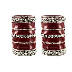 MAYA FASHION Maroon Stone Acrylic Bangle Elegant Extra Large Size Bangle | Perfect Fit for Plus Size banglesTrendy and Comfortable Fit for woman and girls | (Sku-ban1680)