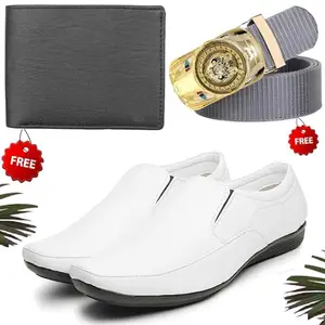 Vitoria Men's PU Formal/Party Shoes | Shoes Combo with Free Wallet & Belt | Stylish & Comfortable | Ideal for Office, Casual Outings, Parties (5901_VTOR-BLK-2007) (Multicolor)(Size: 6UK)