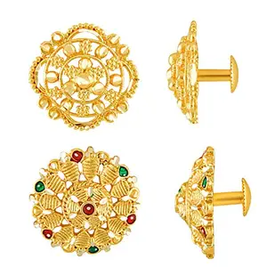 MEENAZ Traditional Temple 1 One Gram Gold 18k Copper Brass Ruby South Screw Back Studs Earrings Combo Set Pack For Women girls Latest -Ear rings combo-M13