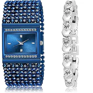 NEUTRON Present Analog Blue and Silver Color Dial Women Watch - G588-GX12 (Pack of 2)