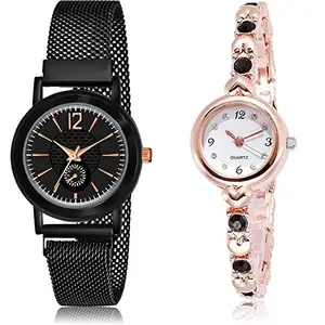 NEUTRON Exclusive Analog Black and White Color Dial Women Watch - GW36-G455 (Pack of 2)