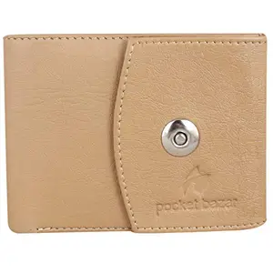 pocket bazar Men's Wallet Beige Artificial Leather Wallet Magnetic Closer (6 Card Slots)