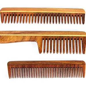 eSplanade Sheesham Rosewood Comb for Anti-Static Hair Beard Moustache (Set of 3) - Beauty Care Items For Men & Women - Brown (81A+76A+42)