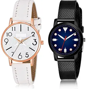 NEUTRON Exclusive Analog White and Blue Color Dial Women Watch - GW55-(65-L-10) (Pack of 2)