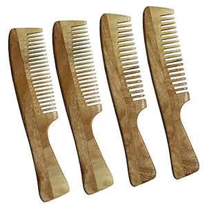 Ginni Innovations Handmade Neemwood Handle Comb Set of 4 (Anti-Fungal, Anti-Bacterial)