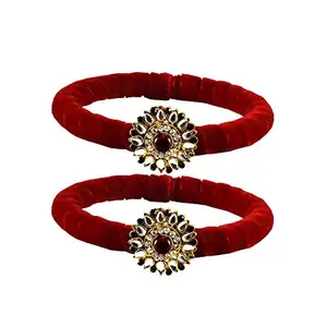 MAYA FASHION Red Stone Brass Bangle With Very Extra Large Size Elegant Extra Large Size Bangle | Perfect Fit for Plus Size banglesTrendy and Comfortable Fit for woman and girls | (Sku-ban2035)