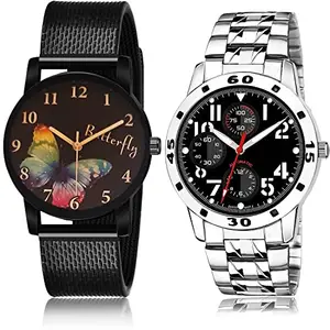NIKOLA Wrist Analog Black and Silver Color Dial Men Watch - BRM20-(51-S-19) (Pack of 2)
