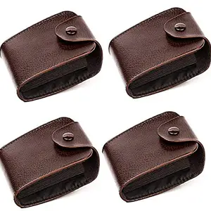Stealodeal 15 Slots Leather Credit Card Holder (Brown) (Pack of 4) (Unisex)