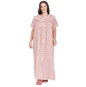 SGDP Women's Pure Cotton Floral Print Nightgown, Full Length Maxi Nightdress, Comfortable Sleepwear Loungewear Maternity Wear
