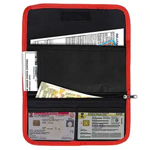 Newerabysanchi Two Wheeler/Car Nylon Document Holder, Storage Wallet for Registration & Insurance Card (Red, Black, 25.5 x 12 cm)