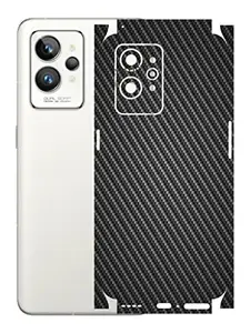AtOdds - Realme GT 2 Pro Mobile Back Skin Rear Screen Guard Protector Film Wrap with Camera Protector (Coverage - Back+Camera+Sides) (Black CarbonFibre)