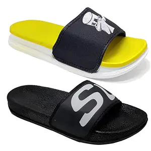 Axter Axter Men's (1702-1706) Multicolor Casual Stylish Slides Slippers 6 UK (Set of 2 Pair)