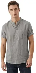 OM DESIGNER Stylish Men’s Cotton Short Kurta Regular Fit Half Sleeves Solid Traditional Casual Wear with Front Pocket Lightweight Summer Comfort for Men