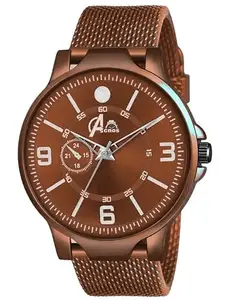 Acnos Polyurethane Premium Brown Dial Pu Chronograph Strap Analog Wrist Watch For Men Women Pack Of 1, Brown Band