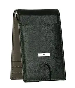 URBAN FOREST Men's Leather Money Clip Wallet (UBF149GLG10311, Dark Green & Grey)