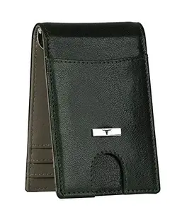 URBAN FOREST Eddy Dark Green/Grey Money Clip Leather Wallet for Men
