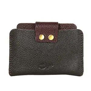 STYLE SHOES Women's Genuine Leather Credit & Debit Card Holder (361IB12, Black- Brown)