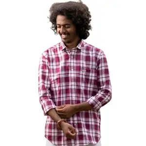 Sk Brothers Enterprise Men's Regular Fit Full Sleeves Stylish Checks Cotton Casual Shirt for Men (Shirt Check Magenta M 1227)