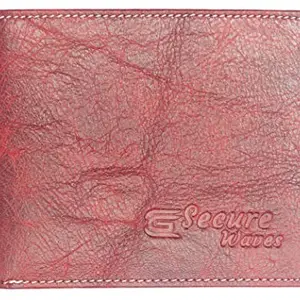 SecureWaves Branded Original Leather Wallets for Men Multy | Natural | Authentic Leather (Red)