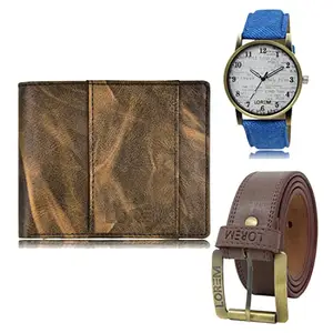 LOREM Watch-Artificial Leather Belt & Wallet Combo for Men (Fz-Lr28-Wl20-Bl02)