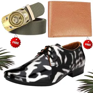Vitoria Men's Relaxed PU Formal/Party Shoes | Shoes Combo with Free Wallet & Belt | Stylish & Comfortable | Ideal for Office, Casual Outings, Parties (6259_RT-Tan-101) (Multicolor)(Size: 9UK)