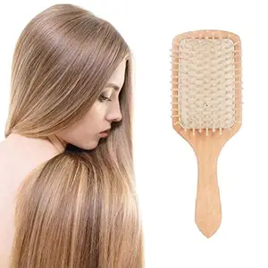 AKADO Wooden Hair Brush Improve Hair Growth Hairbrush Massager Hair Comb Natural Detangler Paddle Comb for Women and Men (Brown color, Pack of 1pcs)