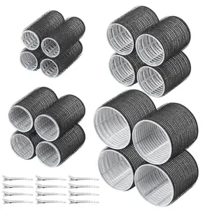 APOEM Hair Rollers with Clips, 4 Different Sizes, 64 m, 48 mm, 36 mm, 25 mm, 28 Pieces, No Heat, Hair Friendly Curlers for Long Medium Short Hair,