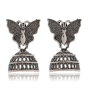 Ravmit EnterprisesJewellery Earrings for Women Oxidised Silver Jhumka earrings for Girls and Women E-9